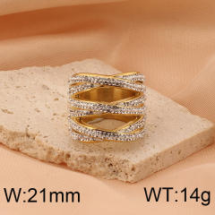Hiphop chunky rhinetone diamond stainless steel rings