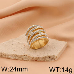 Hiphop chunky rhinetone diamond stainless steel rings