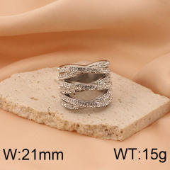 Hiphop chunky rhinetone diamond stainless steel rings