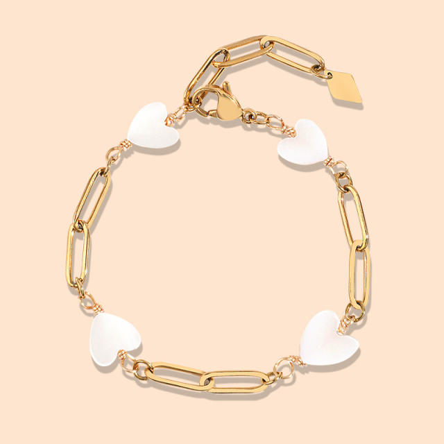 Beach trend simple shell colorful stainless steel chain bracelet
