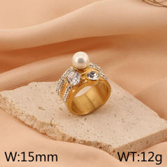 Hiphop chunky rhinetone diamond stainless steel rings