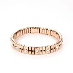 Personality rose gold color diamond stainless steel elastic bangle