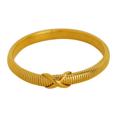 Chunky hiphop stainless steel elastic bangle bracelet