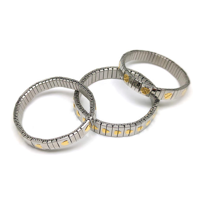 18KG gold silver color elastic stainless steel bracelet