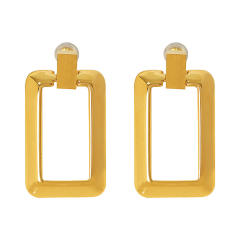 Concise geometric block stainless steel earrings