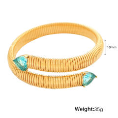 Hiphop colorful cubic zircon stainless steel elastic bangle