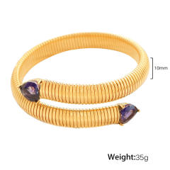 Hiphop colorful cubic zircon stainless steel elastic bangle