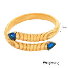 Hiphop colorful cubic zircon stainless steel elastic bangle