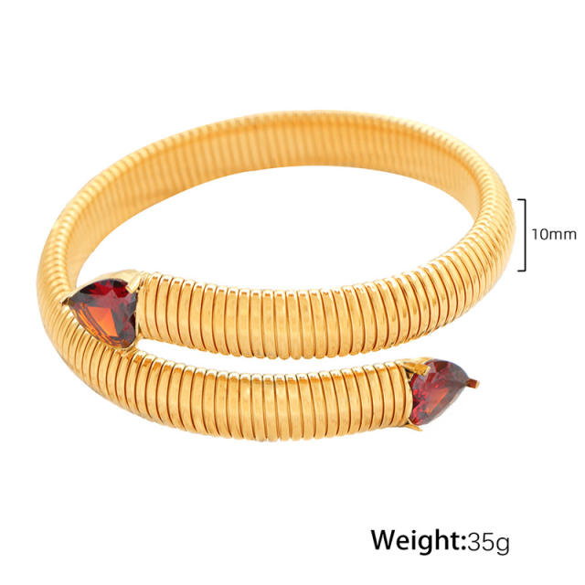 Hiphop colorful cubic zircon stainless steel elastic bangle