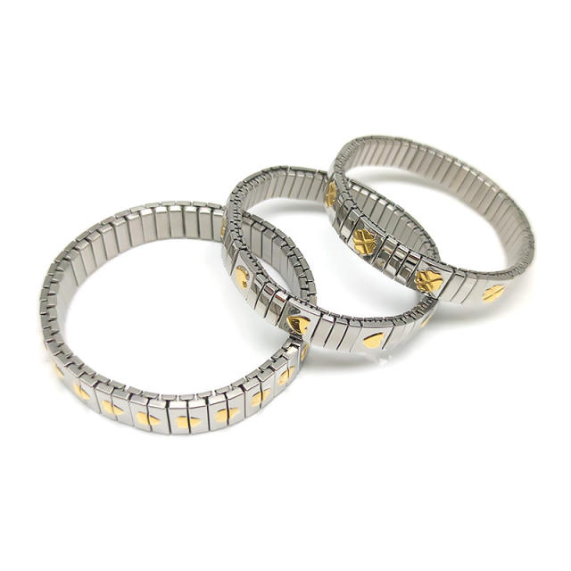 18KG gold silver color elastic stainless steel bracelet