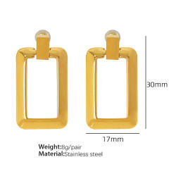 Concise geometric block stainless steel earrings