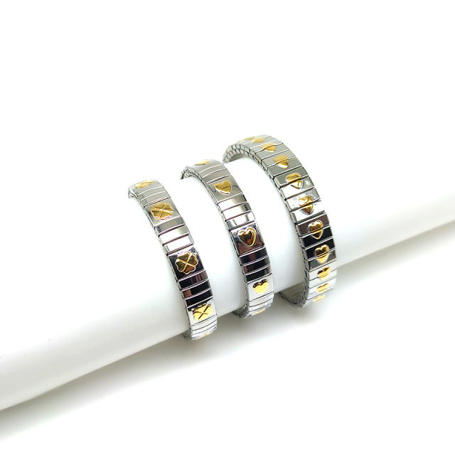 18KG gold silver color elastic stainless steel bracelet