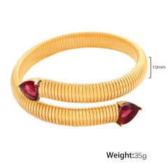 Hiphop colorful cubic zircon stainless steel elastic bangle