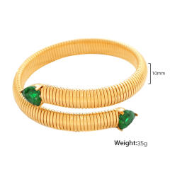 Hiphop colorful cubic zircon stainless steel elastic bangle