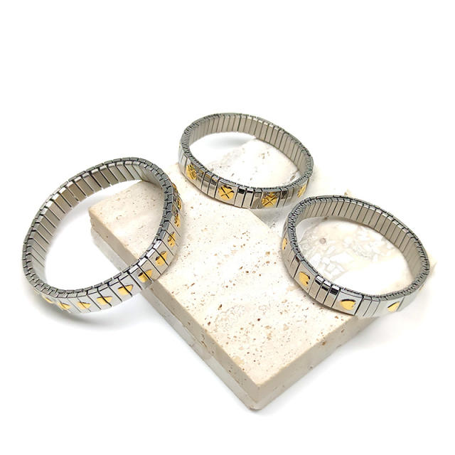 18KG gold silver color elastic stainless steel bracelet