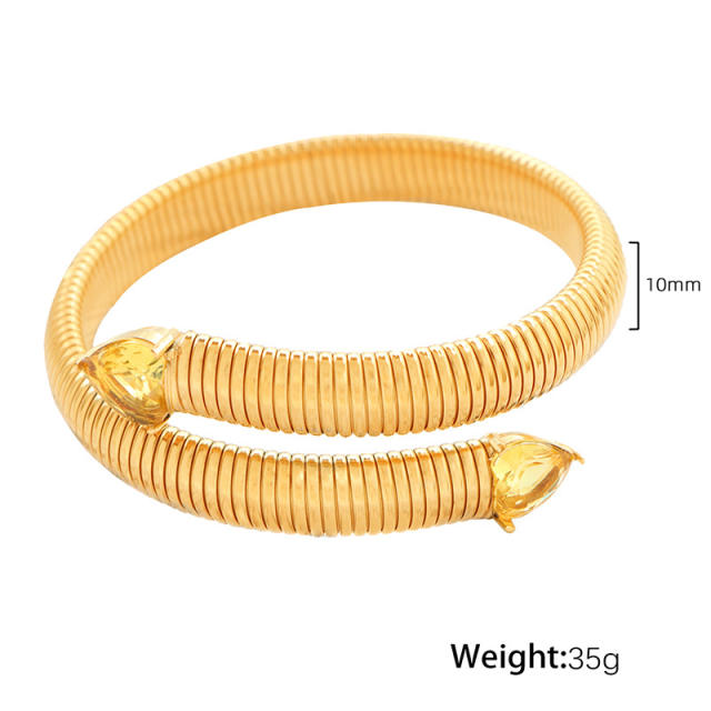 Hiphop colorful cubic zircon stainless steel elastic bangle