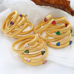 Hiphop colorful cubic zircon stainless steel elastic bangle