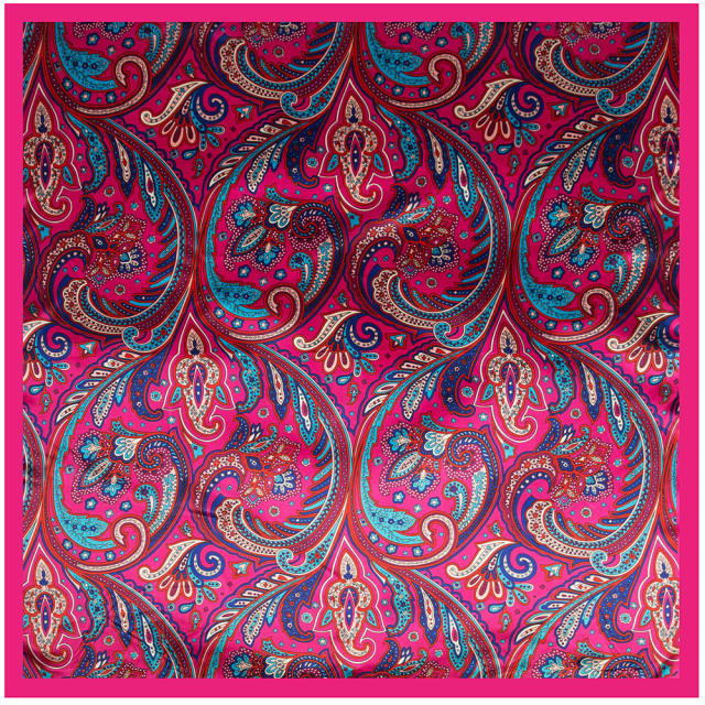 90CM heart pattern paisley satin square women scarf