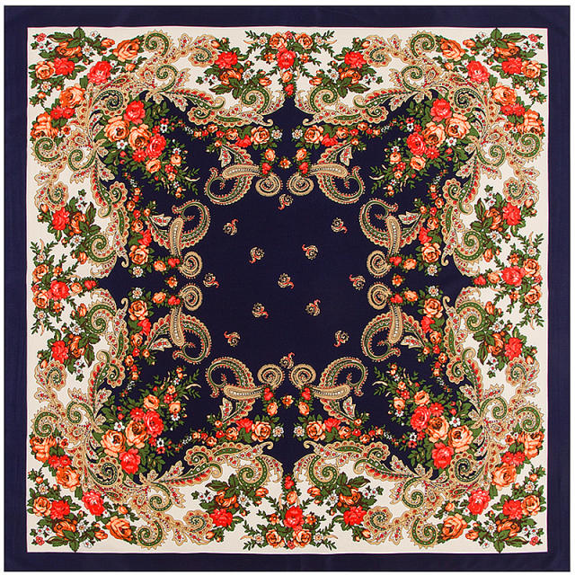 100cm  Floral pattern satin women scarf