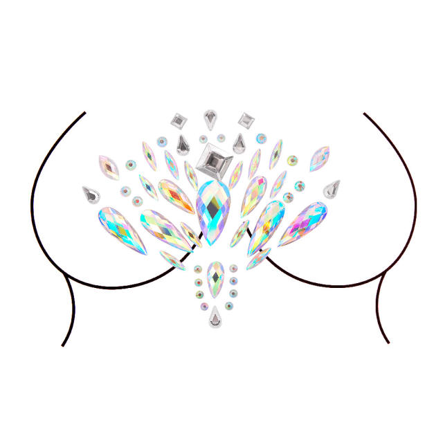 Delicate colorful acrylic rhinestone bust body stickers Carnival