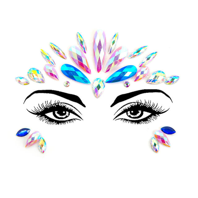 DIY hot sale colorful resin rhinestone Carnival face stickers decoration