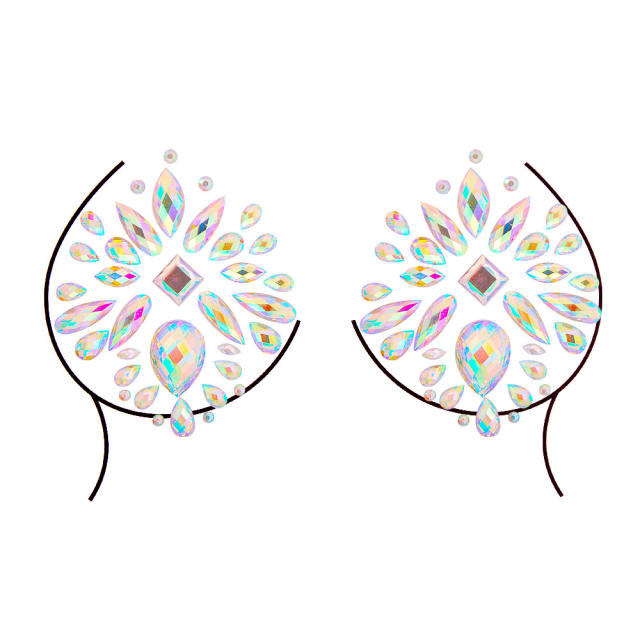 Delicate colorful acrylic rhinestone bust body stickers Carnival