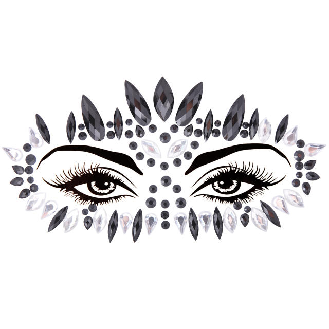 Hot sale colorful resin rhinestone Carnival  women face stickers decoration