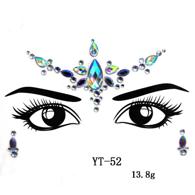HIPHOP colorful acrylic rhinestone Masquerade Carnival face stickers