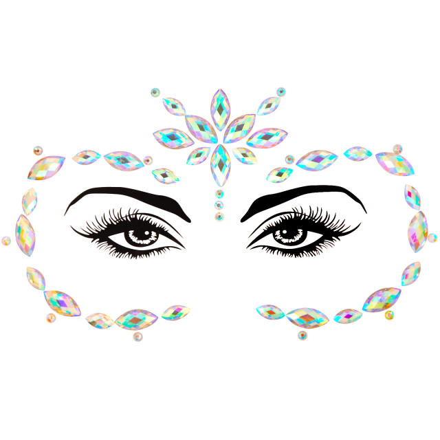 EDM Carnival colorful resin rhinestone face stickers decoration