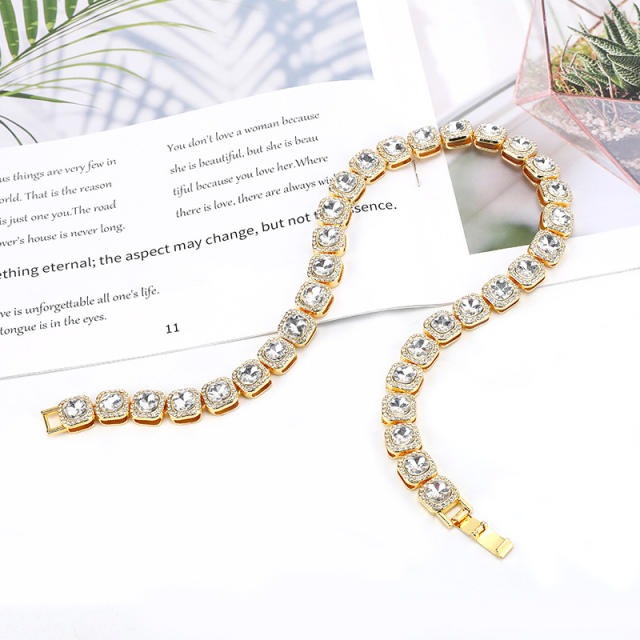 12mm HIPHOP colorful glass crystal diamond choker necklace bracelet for men