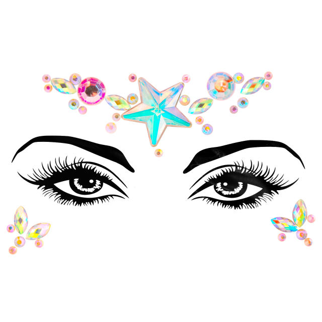 EDM Carnival colorful resin rhinestone face stickers decoration