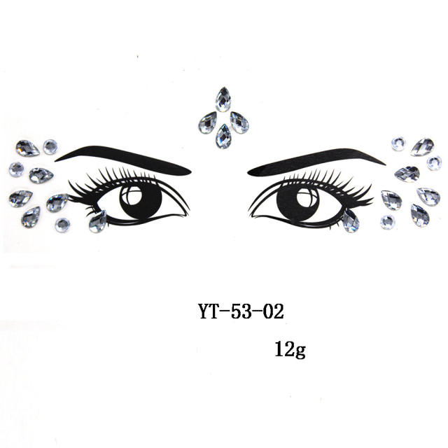 HIPHOP colorful acrylic rhinestone Masquerade Carnival face stickers