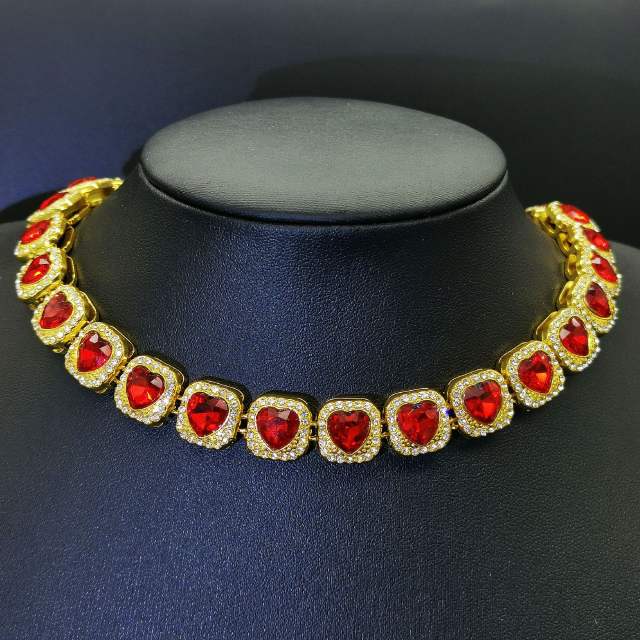 HIPHOP iceout colorful cubic zircon diamond choker necklace bracelet