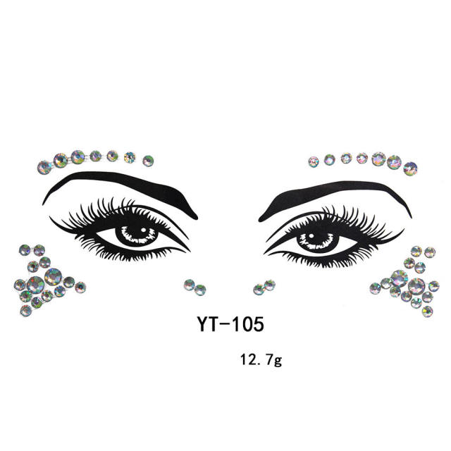 HIPHOP colorful acrylic rhinestone Masquerade Carnival face stickers