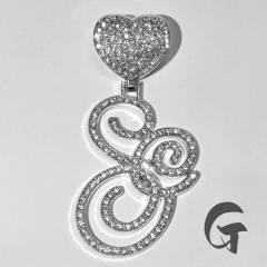 Chunky hiphop heart initial letter charm cuban link chain pendant
