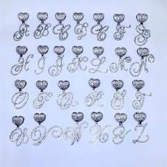 Chunky hiphop heart initial letter charm cuban link chain pendant