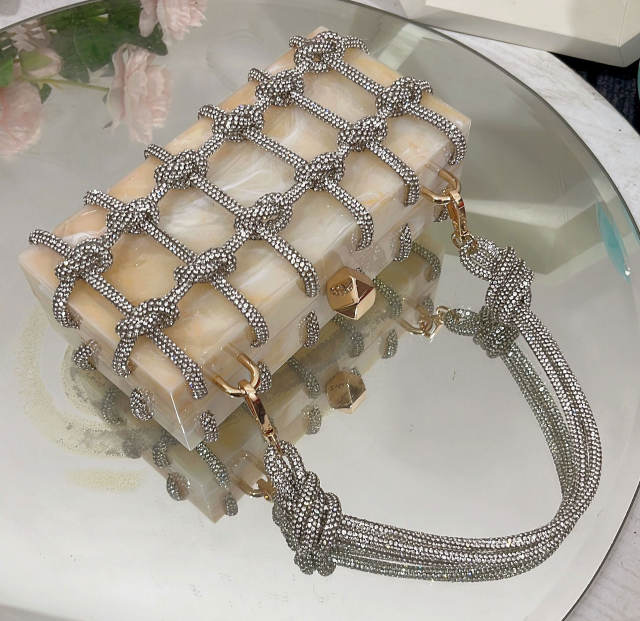 Hot sale shiny chain box bag women evening bag