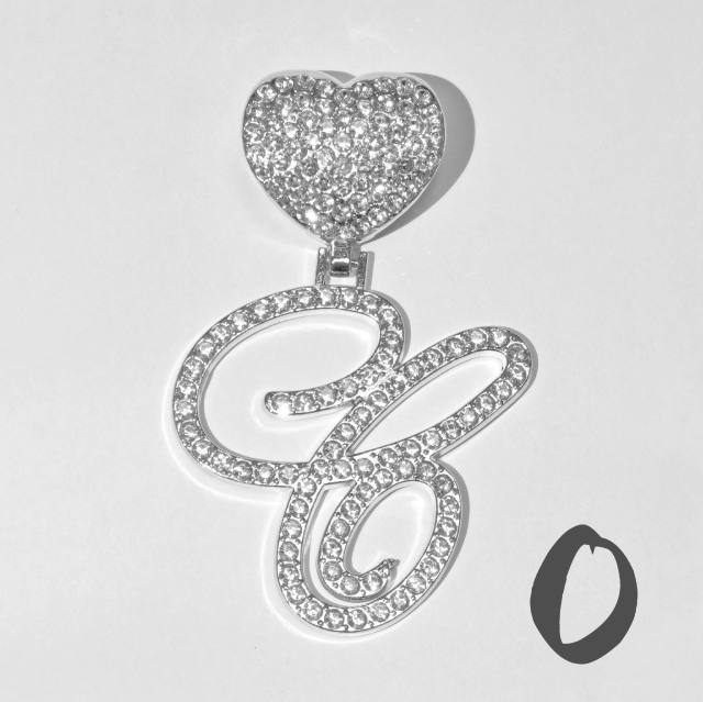 Chunky hiphop heart initial letter charm cuban link chain pendant