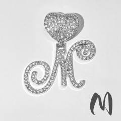 Chunky hiphop heart initial letter charm cuban link chain pendant