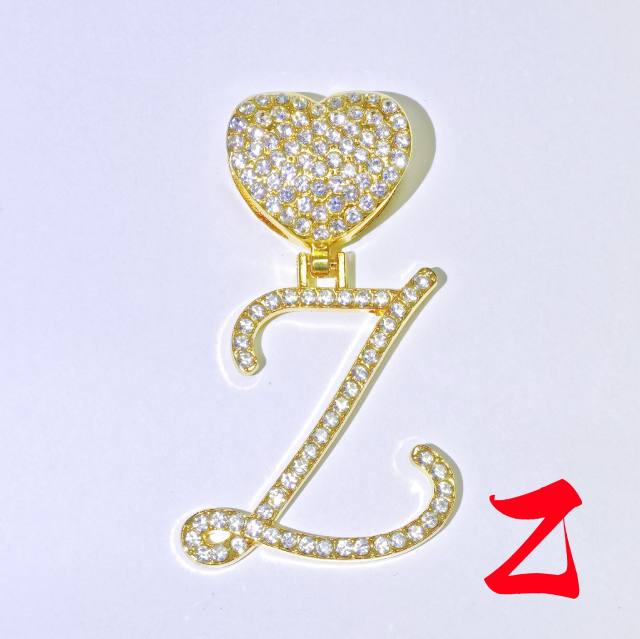 Chunky hiphop heart initial letter charm cuban link chain pendant