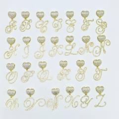 Chunky hiphop heart initial letter charm cuban link chain pendant