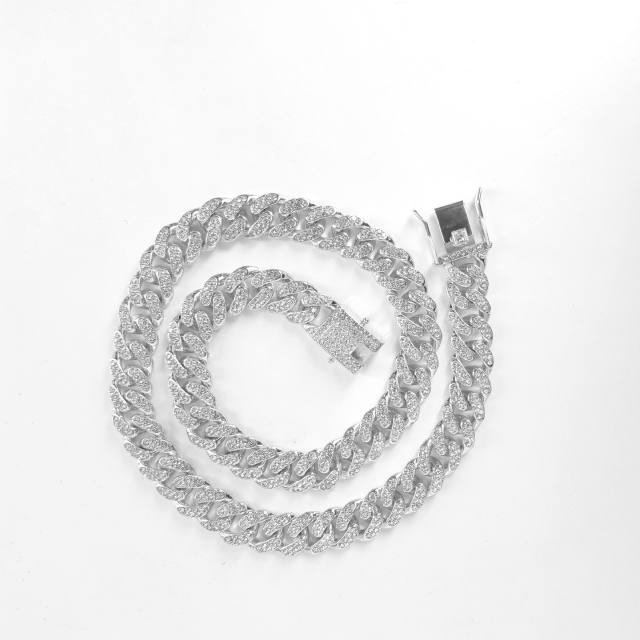 Chunky hiphop heart initial letter charm cuban link chain pendant