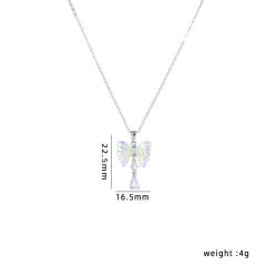 Delicate cute bow pendant dainty stainless steel chain necklace