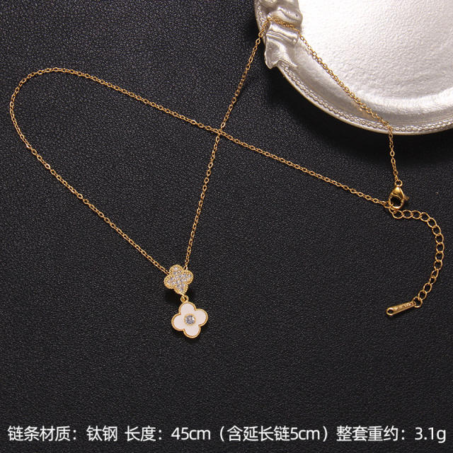 Delicate clover series dainty stainless steel necklace