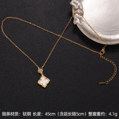 Delicate clover series dainty stainless steel necklace