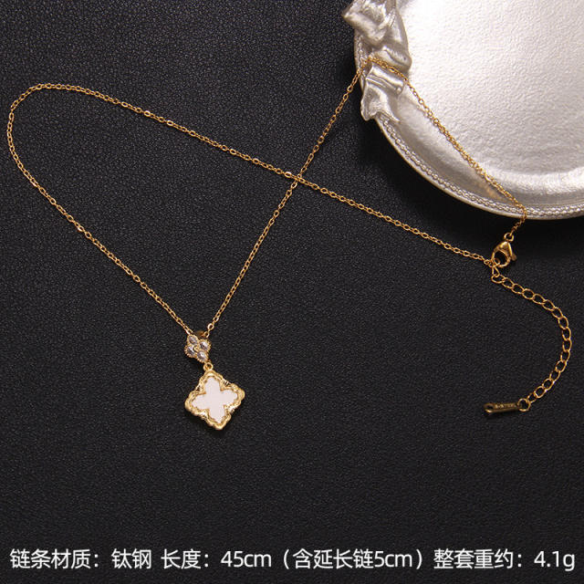 Delicate clover series dainty stainless steel necklace