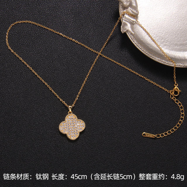 Delicate clover series dainty stainless steel necklace