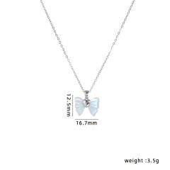 Delicate cute bow pendant dainty stainless steel chain necklace