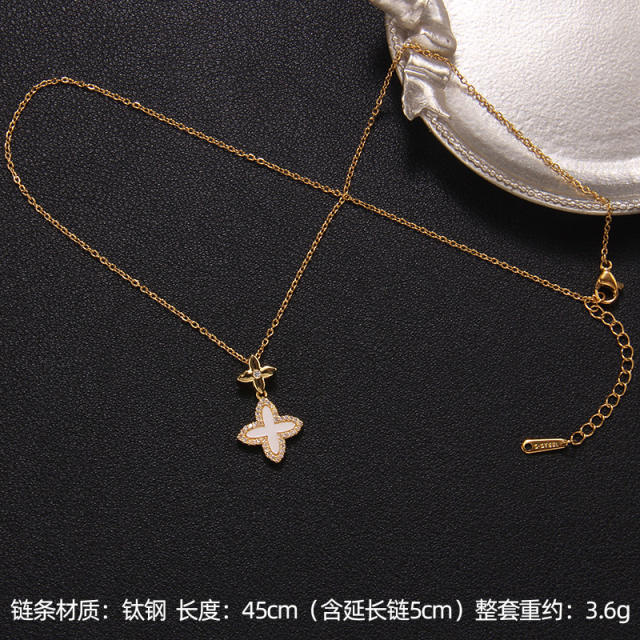 Delicate clover series dainty stainless steel necklace