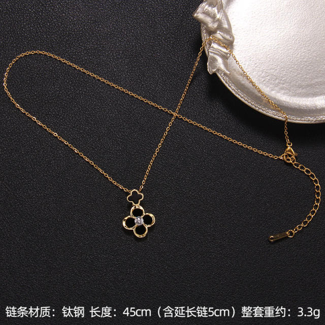 Delicate clover series dainty stainless steel necklace